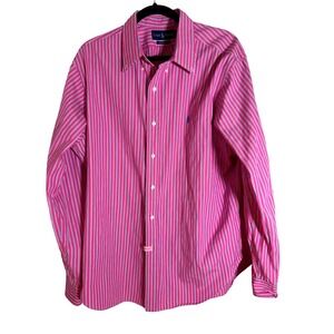 Ralph‎ Lauren Men's Classic Fit Striped Button Down Shirt XL Pink Blue